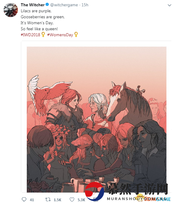 《巫师3》官方发女神合影插画 庆国际三八妇女节